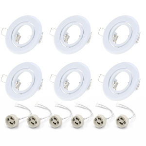JOYINLED 6PCS Recessed Spotlight Round Lamp Frame With GU10 Lamp Holder Spotlight Fitting Adjustable GU10 Bulb Trims Fixture