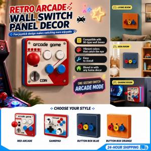 HLINKEY Retro Arcade Joystick Light Switch Cover 3D Printed Wall Plate 86 Type Game Room Decor Cool Gamer Gift Home DIY Decoration