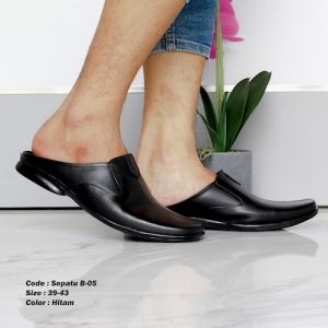 Sepatu Bustong Selop Slip On Pria Kulit Casual Keren Import B 05