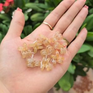 Q155 Combo Ngũ điếu Thạch Anh Tóc Vàng Bạch Kim sẵn lỗ 2li cho Thổ và Kim - Phong Thủy TUDO