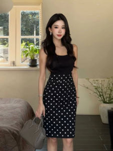 CHANGTONG | Gorgeous Gentle Korean Style Outfit Dress Set Polka Dot Skirt