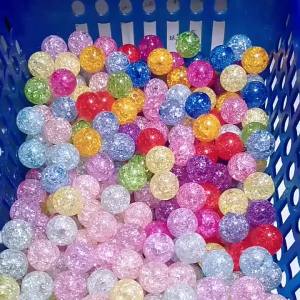 100pcs White Cracked Acrylic Beads - 6/8/10mm Assorted Sizes Spacer Beads for DIY Making Sparkling Craft Supplies