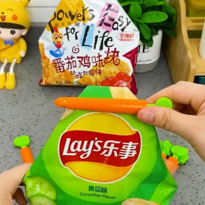 คลิปหนีบถุงแครอท คลิปปิดถุง คลิปหนีบถุงขนม ที่ปิดปากถุง ถนอมอาหาร ชุด 5ชิ้น +กล่อง พร้อมแม่เหล็กติดผนัง