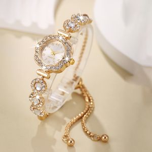 Elegant Rhinestone Women Watches Fashion Ladies Bracelet Strap Quartz Wristwatch Reloj Mujer Girls Clock Gift (Without Box)