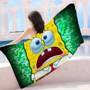 Anime S-SpongeBobes Cute Microfiber Beach Towel Absorbent Quick dry Soft Yoga Swimming Resort Mountain Climbing Towel