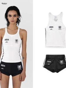 Áo Thun Lưới Thể Thao Badblood Embroidered Letter Vest American Retro Spicy Bé Gái Street Style Slim Fit Polyester Spandex