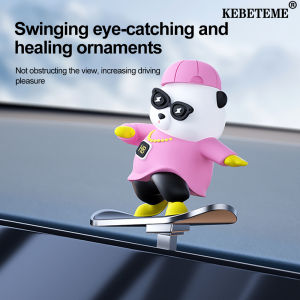 KEBETEME Car Interior Decoration Bear Skateboard With Slide Rail Automatic sliding Decoration Auto Interior Accessories