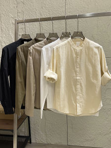 High Quality Pure Cotton Long Sleeve Casual Shirt for Men Stand Collar All-Match Autumn Wear Comfortable Breathable Youth Fashion