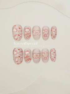 Hand-Painted Opaque Pink Gradient Nail Art False Nails White-Lightening Wearable Nail Tips for Women Beauty Makeup Tools