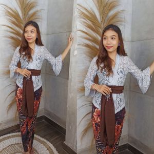 Kanaya Setelan Kebaya Sofia Kartini Terompet Strait dan Rok Kamen Moscreft Songket Batik Free Selendang Pengantin Pesta Wisuda Modern