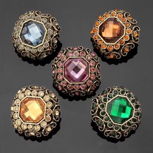 4-Piece Set Glass Gemstone Metal Button Set - Decorative Shiny Clothing Buttons Suitable for DIY Crafts Fashionable Sewing
