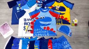 Đồ bơi 2 mảnh áo phủ bụng quần đùi bé trai họa tiết nhiều màu đáng yêu đủ size từ 10kg đến 48kg BB020