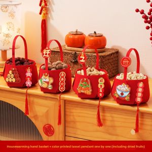 MONLEYTA | New Home Decoration Handheld Basket Dry Fruit Basket Housewarming Ceremony Gift Complete Velvet Material Indoor Hanging Decor