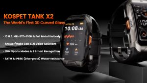 KOSPET TANK X2: Jam Tangan Pintar Militer dengan Layar AMOLED 3D & Tahan Air 100M