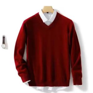 Mens Cashmere Warm Pullovers Sweater V Neck Knit Autumn Winter Fit Tops Male Wool Knitwear Jumpers Bottoming shirt Plus Size