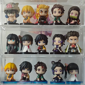 Bandai | Q Version Demon Slayer Figure Wholesale Mini Figurine 5cs 10Pcs 15Pcs Sets Kimetsu No Yaiba Small PVC Dolls Desktop Decoration