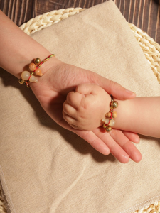 ChaoShan Red Lotus Fairy Knotted Wristband Peach Wood Ox Horn Gourd Baby Anti-Shock Protective Charm Red Rope Jewelry for Females