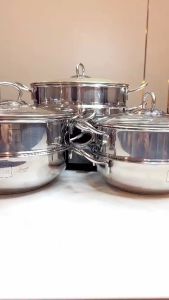 Bộ Nồi Xửng Hấp 3 Đáy Fivestar Inox 430 Nắp Kính Sử Dụng Được Trên Mọi Loại Bếp