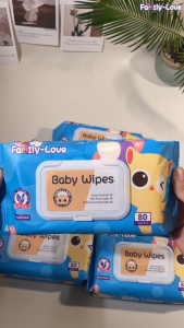 Unscented Baby Wipes 80 Sheets Alcohol-Free Wet Wipes for Baby Daily Cleaning Hands Face Diaper Care Family-Love
