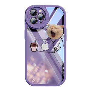  16 17Pro Max Cat Themed Silicone Phone Case with Mirror Stand Protective Shell for 15 plus 13 pro High Aesthetic Value