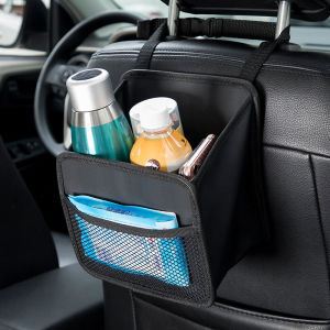 Car Seat Back Storage Bag Multi-Functional Vehicle Interior Organizer Waste Disposal Box Leather Hanging Bag Pressure Resistant