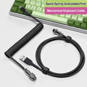 Cáp Cuộn Bàn Phím Cơ USB Type C - Cáp Xoắn Ốc Bện Cáp Kết Nối Phần Cứng Chơi Game Cáp Cơ Khí Hàng Không