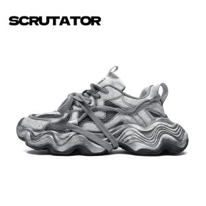 Retro Thick Bottom Dad Shoes Mens Casual Sport Shoes Autumn Winter Heightening Leisure Shoes Observers INS Trendy Brand Worn Color