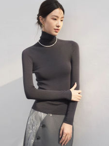 chaqi | Womens Soft Wool Slim Fit Base Shirt Spring Autumn New Style Fashionable Knitted Sweater Thin Pile Collar Lightweight Sweater