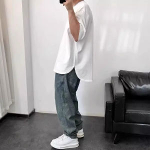 Loose Casual Short Sleeve T-Shirt Mens Summer Oversize Half Sleeve Top round Neck Printed Thin Fabric Anti-Pilling Daily Wear