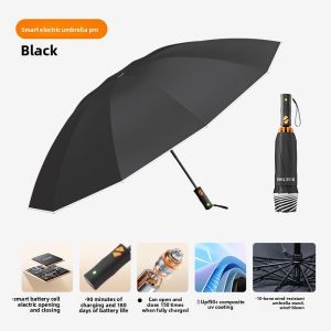 RIQUANSHI | Intelligent Foldable Umbrella For Students Mens Solid Color Womens Automatic Sunshade Umbrella Three-Fold Solar Rain Umbrella
