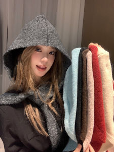 หมวกบัลลาคลาฟ่าถักนิตติ้งน่ารักสำหรับผู้หญิงในฤดูหนาว หมวกบุขนแกะสีแดงทำจากผ้าฝ้าย หมวกคลุมหัวแบบสวมหัวสำหรับเด็กและเยาวชน