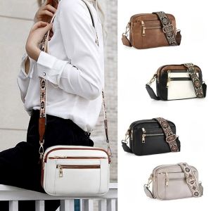 Ladies Small Square Bag Two-tone Leather Crossbody Bag Large-capacity PU Crossbody Wallet Multi-functional Small Square Bag