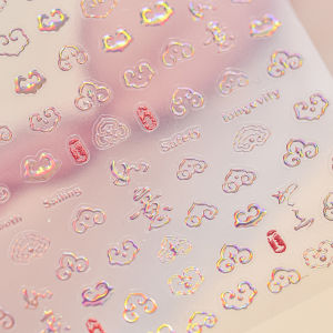 Lovely Cat Bunny Animal Flower Bow Tie 5D Relief Self Adhesive Nail Art Decoration Stickers 3D Colored Manicure Decal DIY Kitty