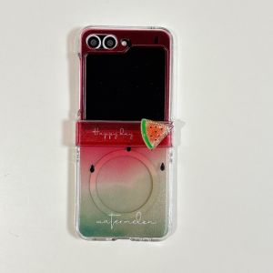 เคสโทรศัพท์มือถือ MagSafe ดูดซับสีสันสดใส ลายส้ม ปกป้องจอพับได้ ดีไซน์สร้างสรรค์ สำหรับ Samsung ZFlip7 ZFlip6 ZFlip5