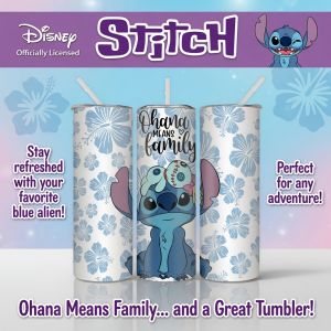 Disney | 1pc 20oz Disney Stitch & Hibiscus Stainless Steel Tumbler Insulated Travel Mug with Lid & Straw for Office & Outdoor Daily Use