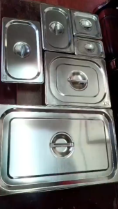 Gastronorm Tray Pan Food Container With Lid Canteen Basin Buffet Food Holder Stainless Steel