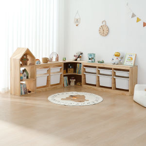 Toy Storage Cabinet Solid Wood Corner Cabinet Baby Supplies Car Picture Book Bookshelf Two-in-One Storage Kids Storage Cabinet