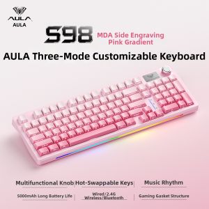 AULA | Wireless Multi-Mode Mechanical Keyboard Bluetooth and 2.4G Blue Red Tea Switch