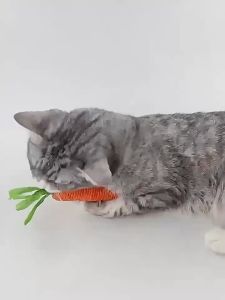 Mainan Gigitan Kucing Anjing Bentuk Wortel Carrot Sisal Anyaman dengan Bell Pet Dog Cat Toy