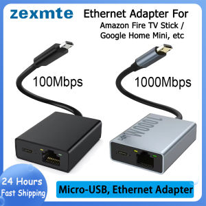 Zexmte Chromecast Ethernet Adapter For Fire TV Stick Micro to 100Mbps Network Card for Ultra Audio Google Ethernet Switch Adapter