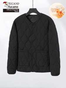 TUCANO | Black Autumn Winter New Baseball Collar Fleece Lined Cotton Coat