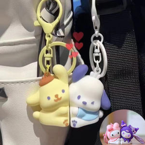 2Pcs Sanrio Kuromi Melody Magnetic Keychain Pochacco Backpack Decoration Accessory Cartoon Couple Keychain Gift