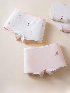 Miiow | Girls Cotton Underwear Pure Cotton Antibacterial Flat Angle Pants Safe Pants For Children Five To Thirteen Years Old