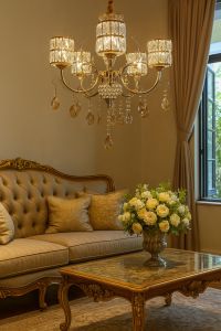 lampu gantung crystal modern import 5 bohlam