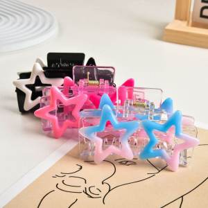 เครื่องประดับผมสไตล์ยูนิเซ็กซ์ Y2K ทรงหัวใจดาวสีเงิน คลิปผมแบบฉลาม สำหรับผู้หญิง คลิปผมแบบเรโทร คลิปผมแบบเรโทร