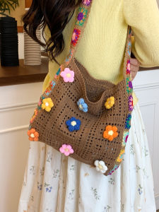 Fashionable Knitted Tote Bag Womens Crossbody Bag Casual Single Shoulder Bag Large Capacity Summer New Style Nylon Material