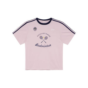 Áo Thun Nữ Phong Cách Mỹ Màu Tương Phản Dệt Kim Thể Thao in Họa Tiết Mùa Hè Mới Rộng Rãi Thiết Kế Giảm Béo Áo Thun Cotton