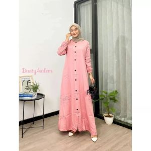 gamis rayon twill polos kancing full aktip