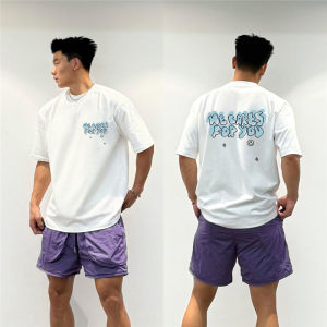 Summer Streetwear Loose Fit Cotton T-Shirt Short Sleeve Mens American Hip Hop West Coast Casual Top Print Creative Fun