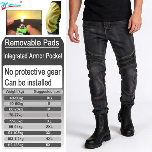 Men kevlar motorcycle jeans windproof abrasion resistant off road adventure riding pants with armor pockets armor not included03